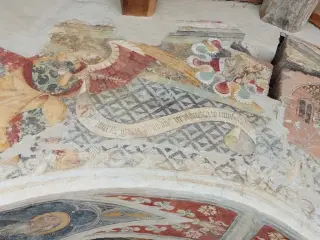 Annunciazione, dettaglio - Cappella di San Bernardo e Mauro a Valgrana