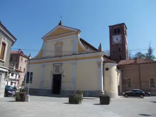 Facciata e campanile - Parrocchiale di Santa Maria Vergine Assunta a Scarnafigi