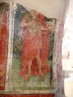 Parete destra, particolare , AGNUS DEI QUI TOLLIS (il Battista) - Cappella dell' Annunciata a ValmalaFrazione Chiot Martin