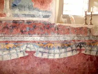 Parete sinistra, scritta gotica - Cappella dell' Annunciata a ValmalaFrazione Chiot Martin