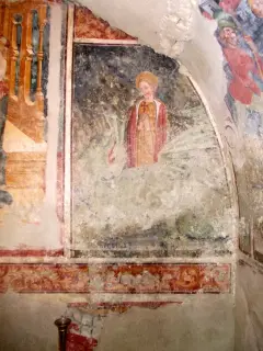 Parete di fondo, santa Margherita (..ARGARITA) - Cappella dell' Annunciata a ValmalaFrazione Chiot Martin