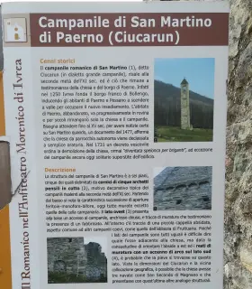 Cartello illustrativo - Campanile di San Martino o Ciucarun a BollengoFrazione Paerno