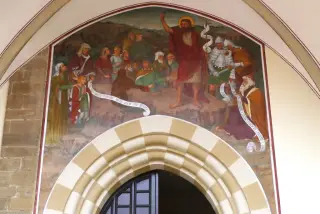 Affresco sopra il portale - Parrocchiale di San Giovanni a Bossolasco