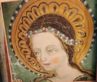 Santa dal Pannello illustrativo - Cappella di San Bernardo d'Aosta a CondoveFrazione Lajetto