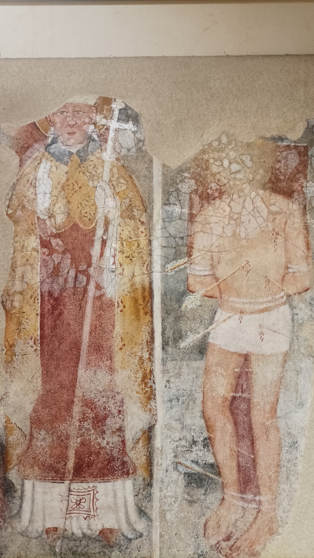 Ponderano - CHIESA DEI  SANTI FABIANO E SEBASTIANO-San Sebastiano Affresco staccato (Museo Biella)