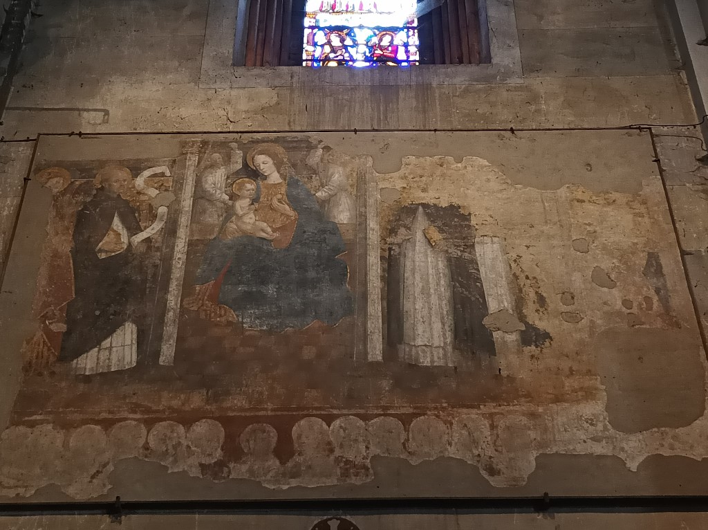 Casale Monferrato - CHIESA DI  SAN DOMENICO-Affresco staccato Madonna col Bambino e Santi